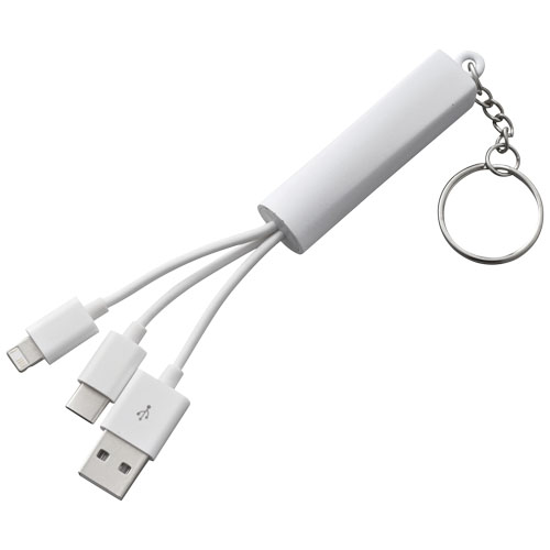 Route 3-In-1 Light-Up Charging Cable With Keychain - White