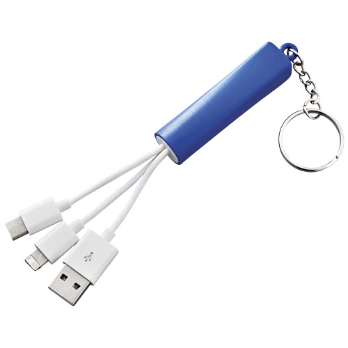 Route 3-In-1 Light-Up Charging Cable With Keychain - Royal Blue