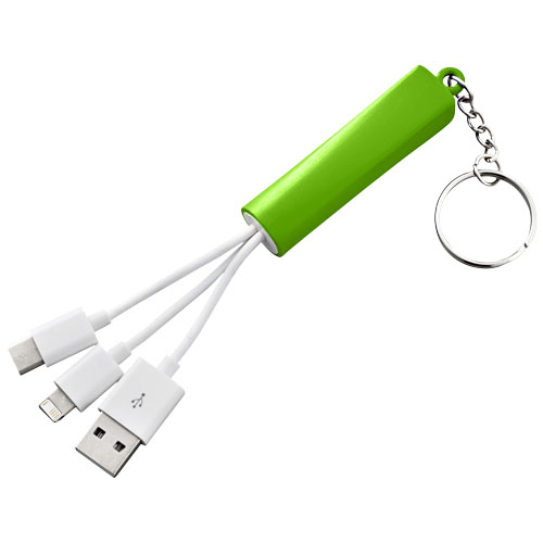 Route 3-In-1 Light-Up Charging Cable With Keychain - Lime Green