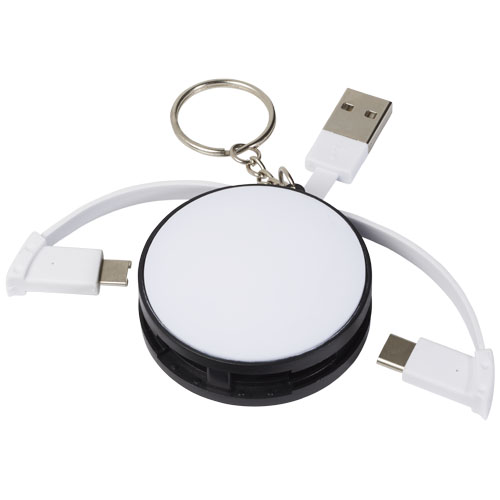 Wrap-Around 3-In-1 Charging Cable With Keychain - Black