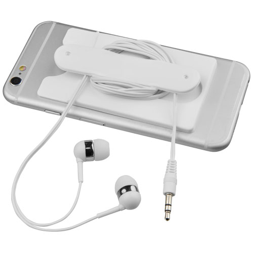 Wired Earbuds And Silicone Phone Wallet - White