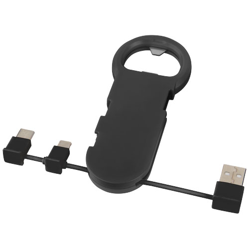 Phial Bottle Opener With 3-In-1 Charging Cable - Black