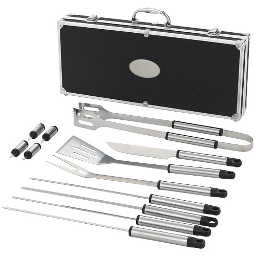 Suya 12-Piece Bbq Set - Black, Silver