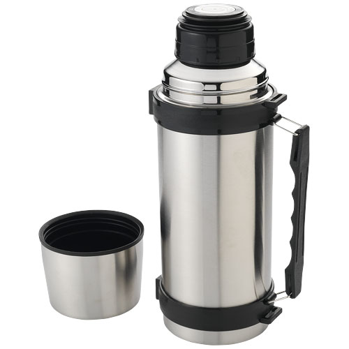 Everest 1000 ml Vacuum Insulated Flask With Strap - Silver, Black