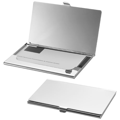 New York Business Card Holder With Mirror - Silver