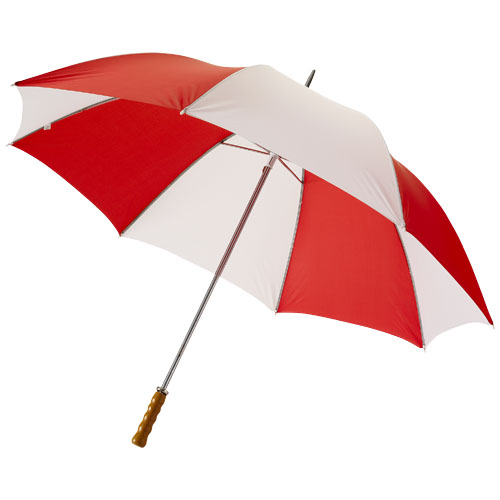 Karl 30" Golf Umbrella With Wooden Handle - Red, White