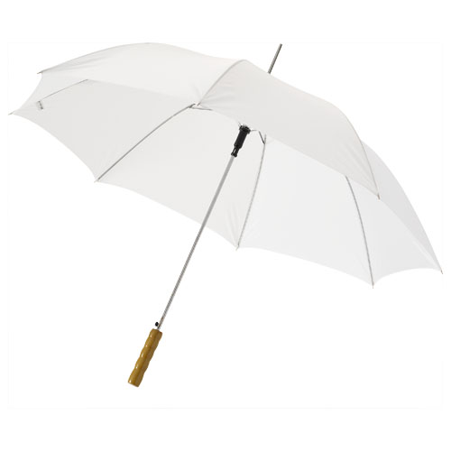 Lisa 23" Auto Open Umbrella With Wooden Handle - White