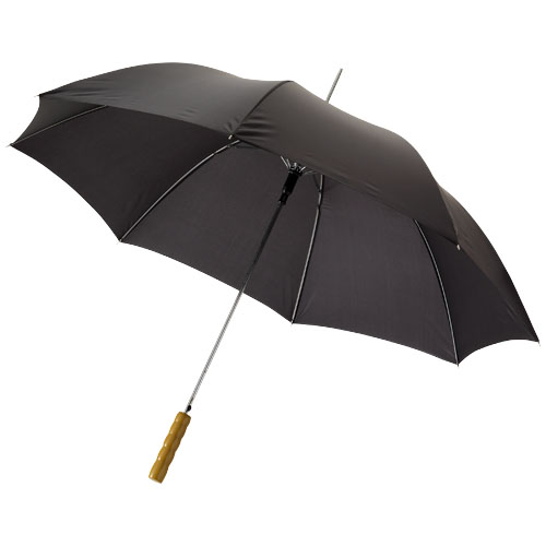Lisa 23" Auto Open Umbrella With Wooden Handle - Black
