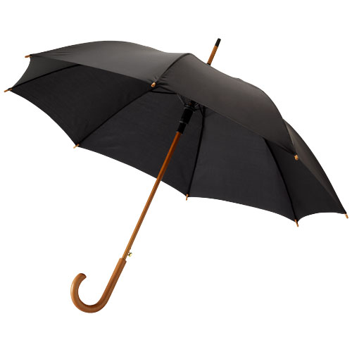 Kyle 23" Auto Open Umbrella Wooden Shaft And Handle - Black