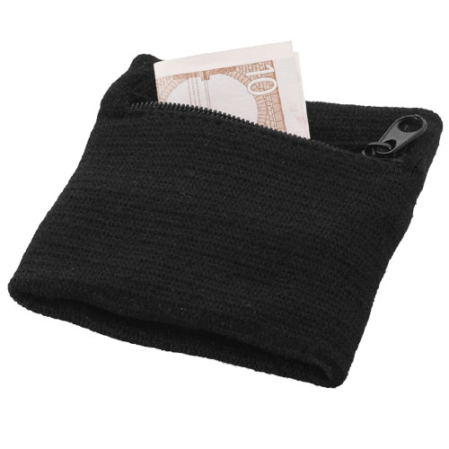 Brisky Performance Wristband With Zippered Pocket - Black