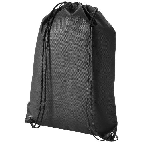 Evergreen Non-Woven Drawstring Backpack - Black