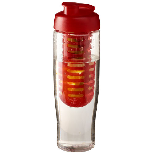 H2O Tempo® 700 ml Flip Lid Sport Bottle & Infuser - Transparent, Red