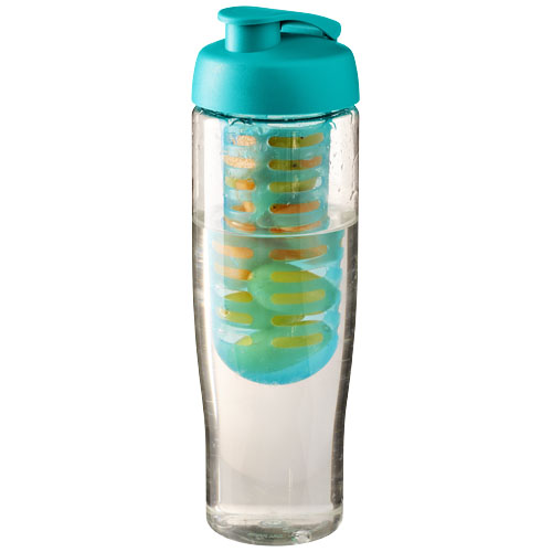 H2O Tempo® 700 ml Flip Lid Sport Bottle & Infuser - Transparent, Aqua Blue