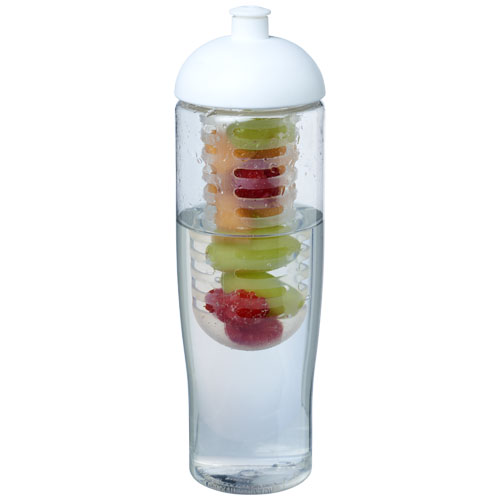 H2O Tempo® 700 ml Dome Lid Sport Bottle & Infuser - Transparent, White