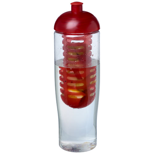 H2O Tempo® 700 ml Dome Lid Sport Bottle & Infuser - Transparent, Red