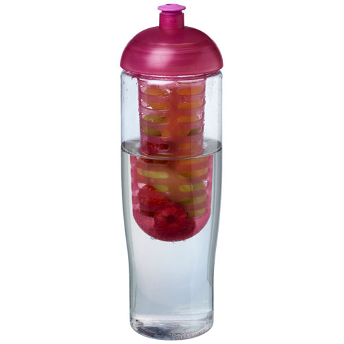 H2O Tempo® 700 ml Dome Lid Sport Bottle & Infuser - Transparent, Pink