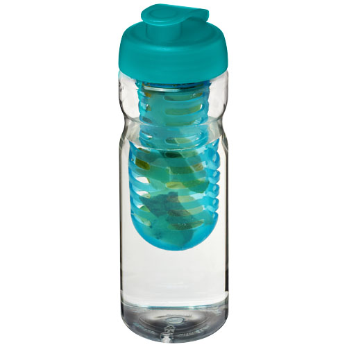 H2O Base® 650 ml Flip Lid Sport Bottle & Infuser - Transparent, Aqua Blue