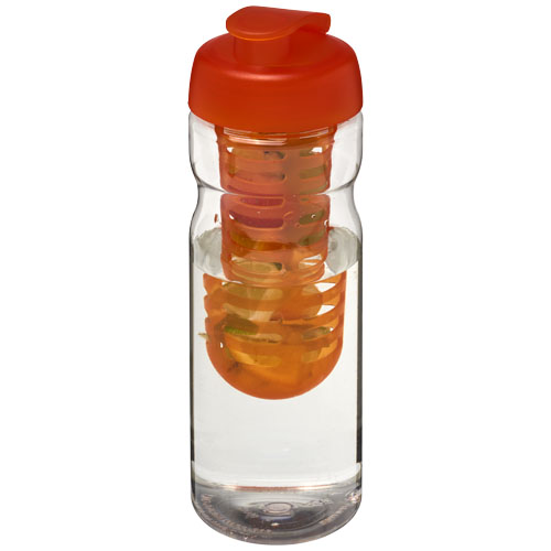 H2O Base® 650 ml Flip Lid Sport Bottle & Infuser - Transparent, Orange