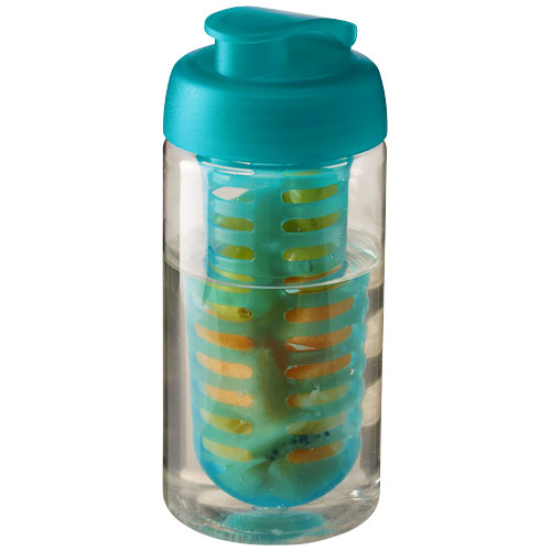H2O Bop® 500 ml Flip Lid Sport Bottle & Infuser - Transparent, Aqua Blue