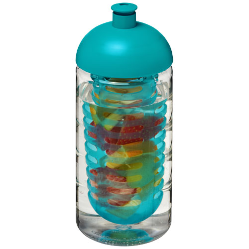 H2O Bop® 500 ml Dome Lid Sport Bottle & Infuser - Transparent, Aqua Blue