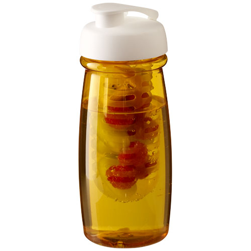 H2O Pulse® 600 ml Flip Lid Sport Bottle & Infuser - Yellow, White