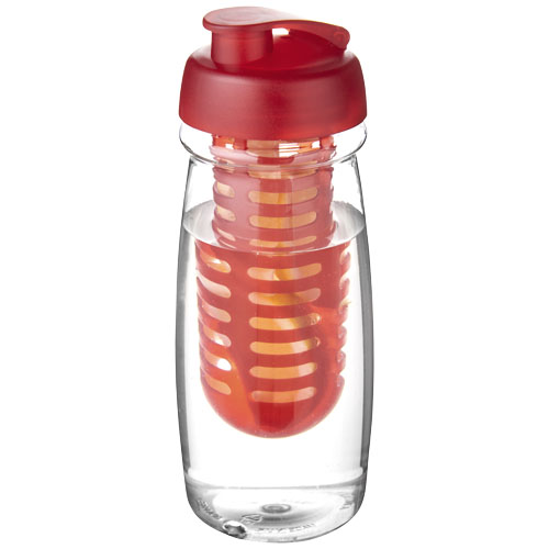 H2O Pulse® 600 ml Flip Lid Sport Bottle & Infuser - Transparent, Red