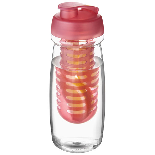 H2O Pulse® 600 ml Flip Lid Sport Bottle & Infuser - Transparent, Pink