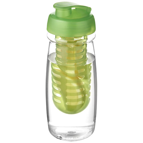 H2O Pulse® 600 ml Flip Lid Sport Bottle & Infuser - Transparent, Lime