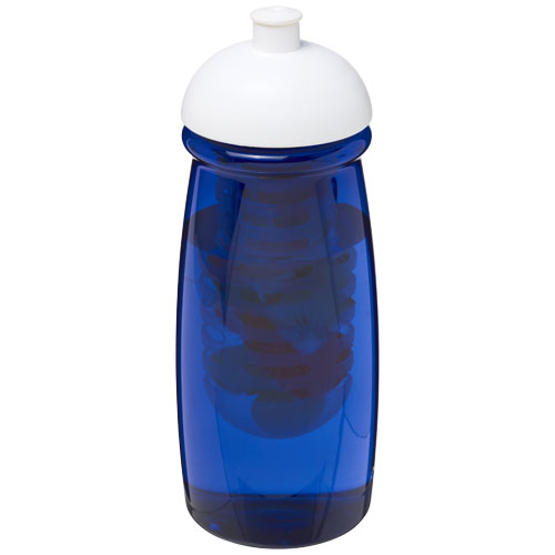 H2O Pulse® 600 ml Dome Lid Sport Bottle & Infuser - Transparent Blue, White