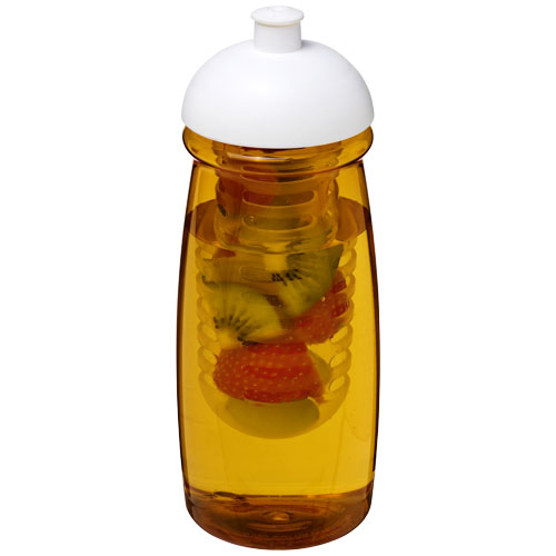 H2O Pulse® 600 ml Dome Lid Sport Bottle & Infuser - Yellow, White