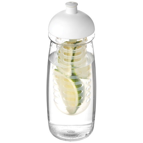 H2O Pulse® 600 ml Dome Lid Sport Bottle & Infuser - Transparent, White