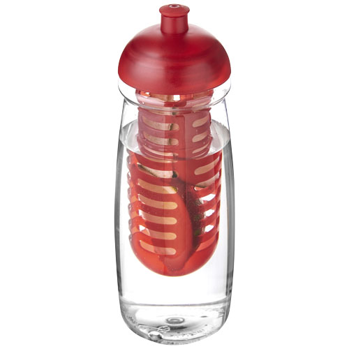 H2O Pulse® 600 ml Dome Lid Sport Bottle & Infuser - Transparent, Red