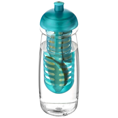 H2O Pulse® 600 ml Dome Lid Sport Bottle & Infuser - Transparent, Aqua Blue