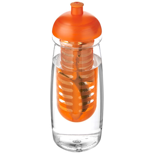 H2O Pulse® 600 ml Dome Lid Sport Bottle & Infuser - Transparent, Orange