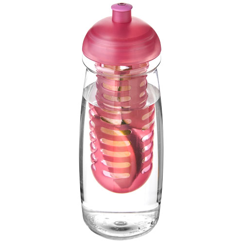 H2O Pulse® 600 ml Dome Lid Sport Bottle & Infuser - Transparent, Pink