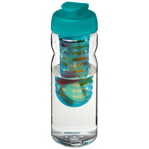 H2O Base Tritan™ 650 ml Flip Lid Bottle & Infuser - Transparent, Aqua Blue