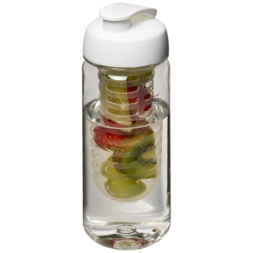 H2O Octave Tritan™ 600 ml Flip Lid Bottle & Infuser - Transparent, White
