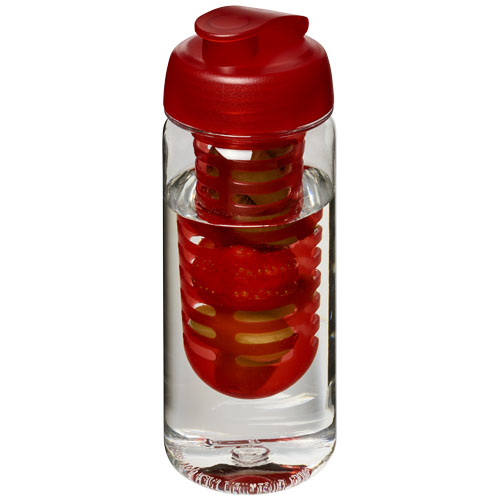 H2O Octave Tritan™ 600 ml Flip Lid Bottle & Infuser - Transparent, Red