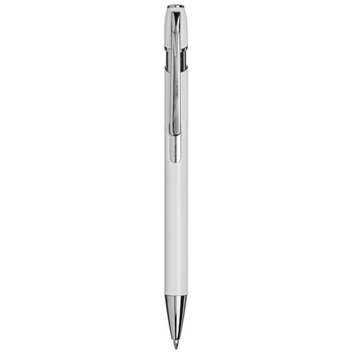 Milan Ballpoint Pen With Chrome Trim - White