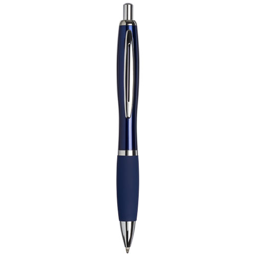 Curvy Ballpoint Pen With Metal Barrel - Blue
