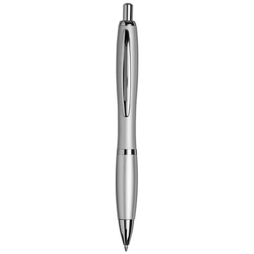 Curvy Ballpoint Pen With Metal Barrel - Silver