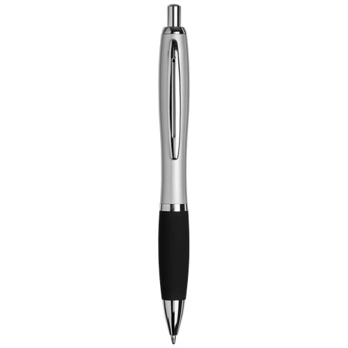 Curvy Ballpoint Pen With Metal Barrel - Silver, Black