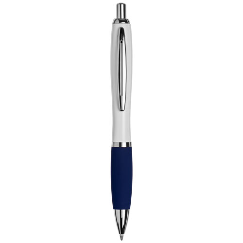 Curvy Ballpoint Pen With Metal Barrel - White, Royal Blue