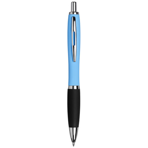 Curvy Ballpoint Pen With Soft Feel Barrel - Light Blue