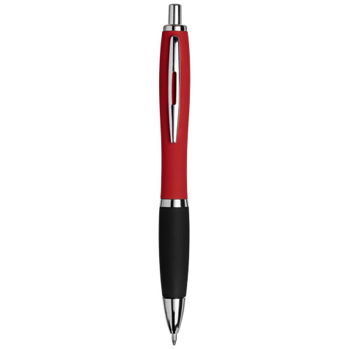Curvy Ballpoint Pen With Soft Feel Barrel - Red