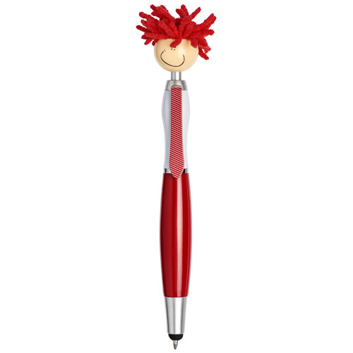 Mop Head Stylus Ballpoint Pen - White, Red