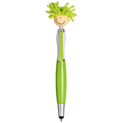 Mop Head Stylus Ballpoint Pen - White, Lime