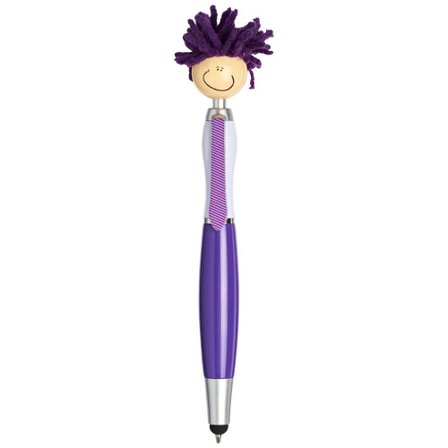Mop Head Stylus Ballpoint Pen - White, Purple