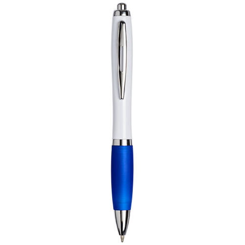 Curvy Ballpoint Pen With White Barrel - Blue