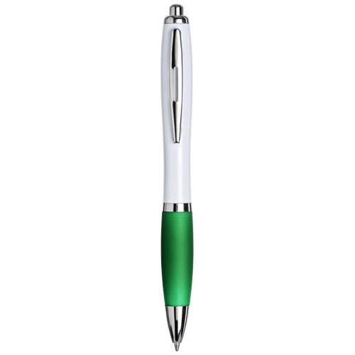 Curvy Ballpoint Pen With White Barrel - Green